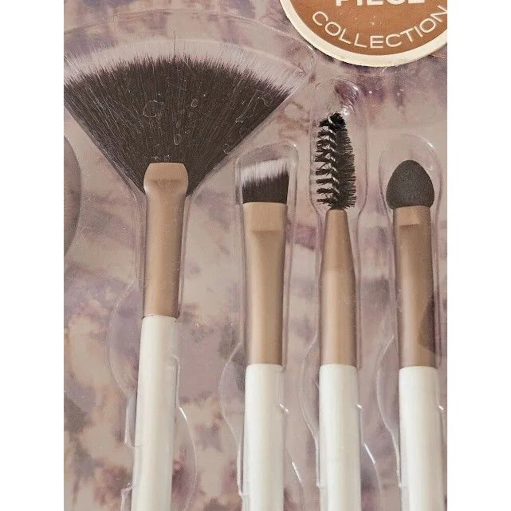 RBX Pro Precision 10pc Luxury Makeup Full Face Brush Set White Rose Gold Tools